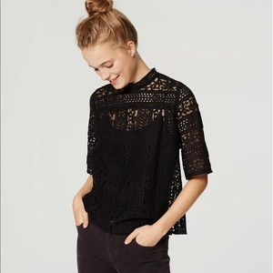 Striped Lace Mockneck Top | Size XS